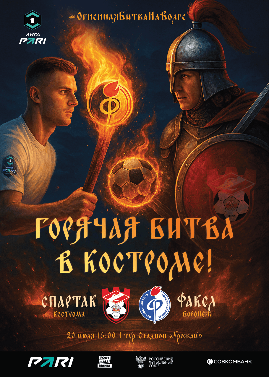 Матчевая программа ФК "Спартак" Кострома - ФК "Факел" Воронеж, 20 июля, 1-й тур, 1-й этап, Лига PARI
